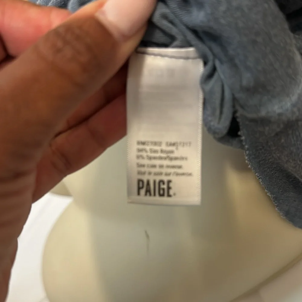 Paige Denim Washed Blue V-Neck Tee Small - Picture 5 of 7